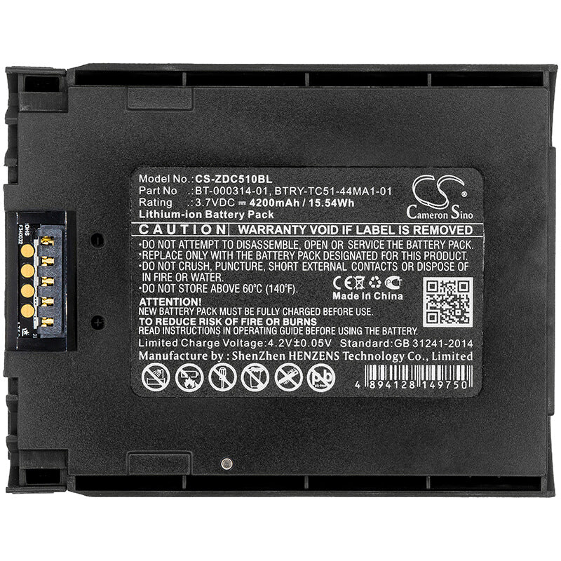 3.7V, 4200mAh, Li-ion Battery fits Zebra, Tc51, Tc510, 15.54Wh