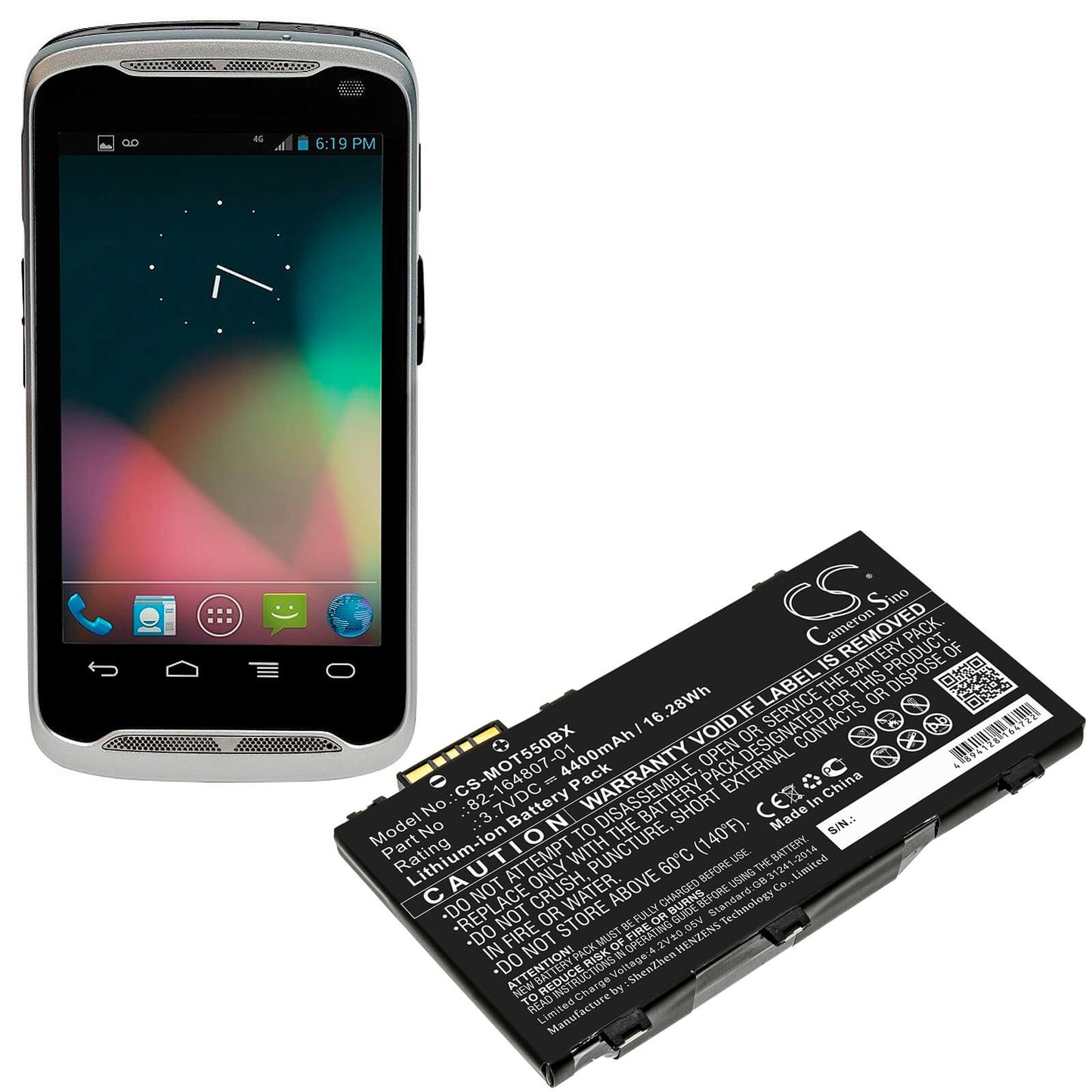 3.7V, 4400mAh, Li-ion Battery fits Motorola, Es85, Es85xx, 16.28Wh