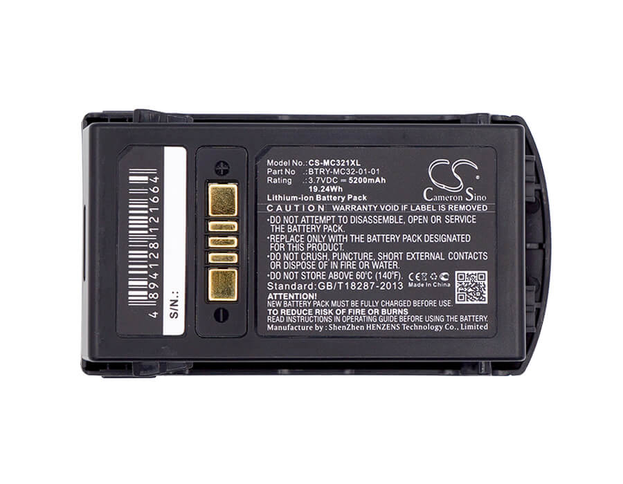 3.7V, 5200mAh, Li-ion Battery fits Motorola, Mc3200, Mc32n0, 19.24Wh
