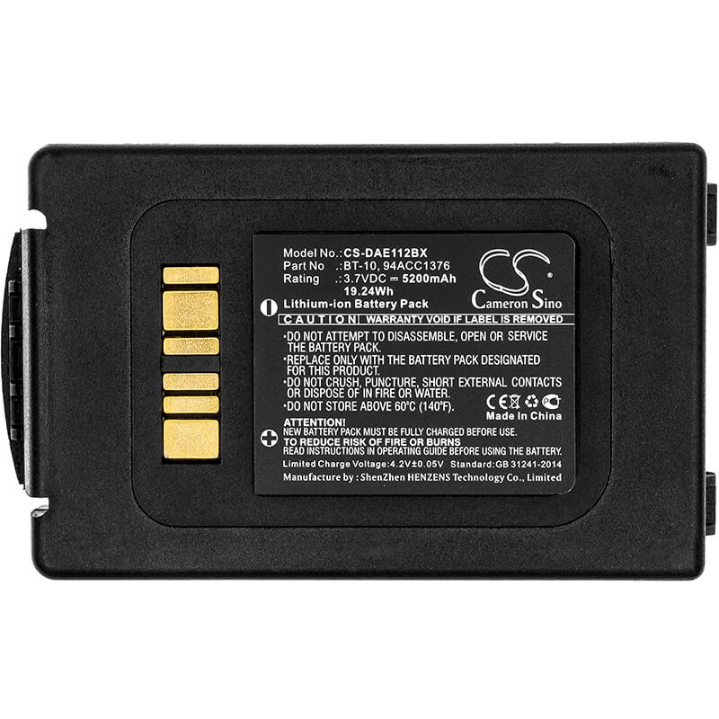 3.7V, 5200mAh, Li-ion Battery fits Datalogic, Elf, 19.24Wh