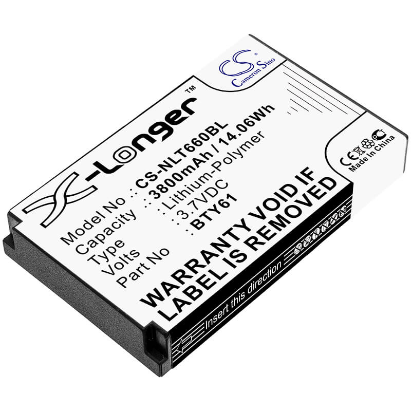 3.7V, 3800mAh, Li-Polymer Battery fits Newland, Mt60, Mt60e, 14.06Wh