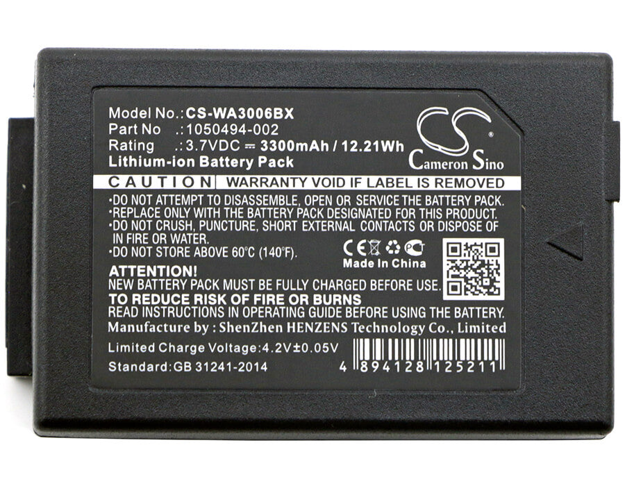 3.7V, 3300mAh, Li-ion Battery fits Teklogix, 7525, 7525c, 12.21Wh