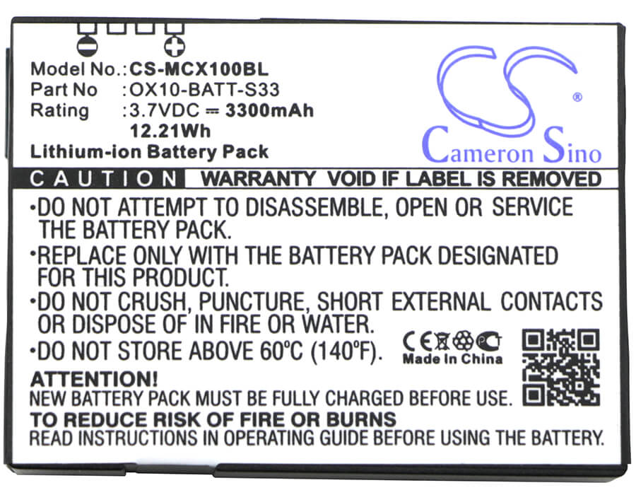 3.7V, 3300mAh, Li-ion Battery fits M3 Mobile, Orange, Ox10, 12.21Wh