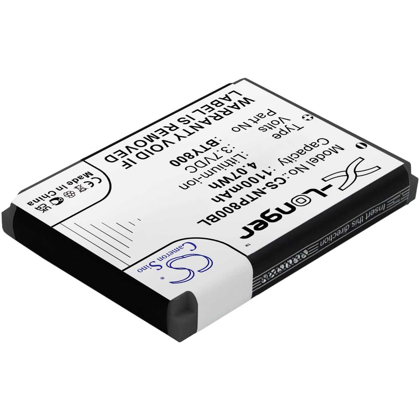 3.7V, 1100mAh, Li-ion Battery fits Cipherlab, 8000, 8200, 4.07Wh