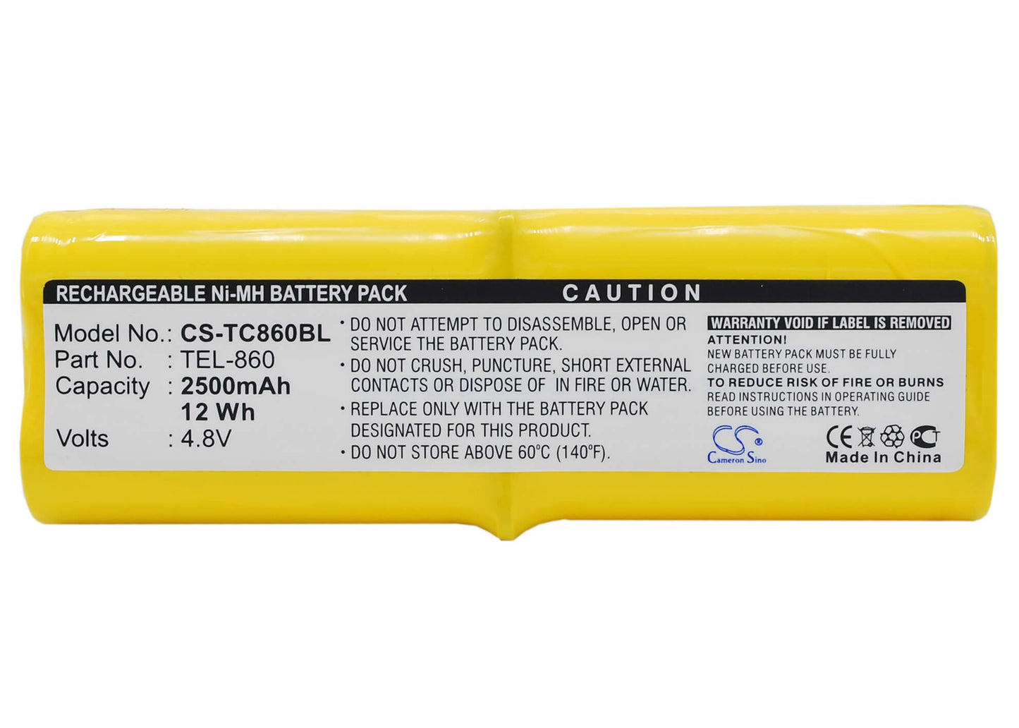 4.8V, 2500mAh, Ni-MH Battery fits Telxon, Ptc860, Ptc860ds, 12Wh