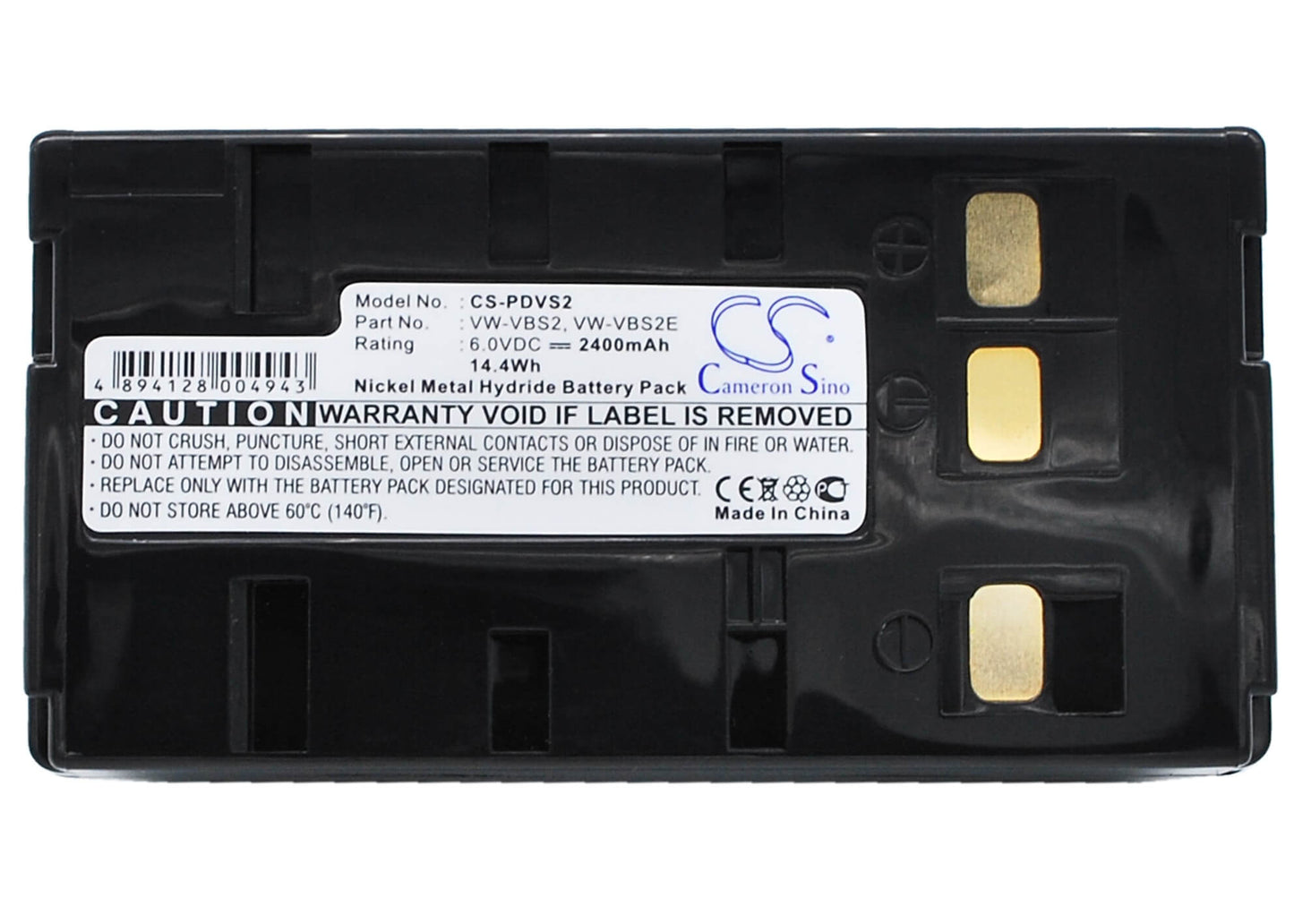 6.0V, 2400mAh, Ni-MH Battery fits Panasonic, Nv-3ccd1, Nv-61, 14.4Wh
