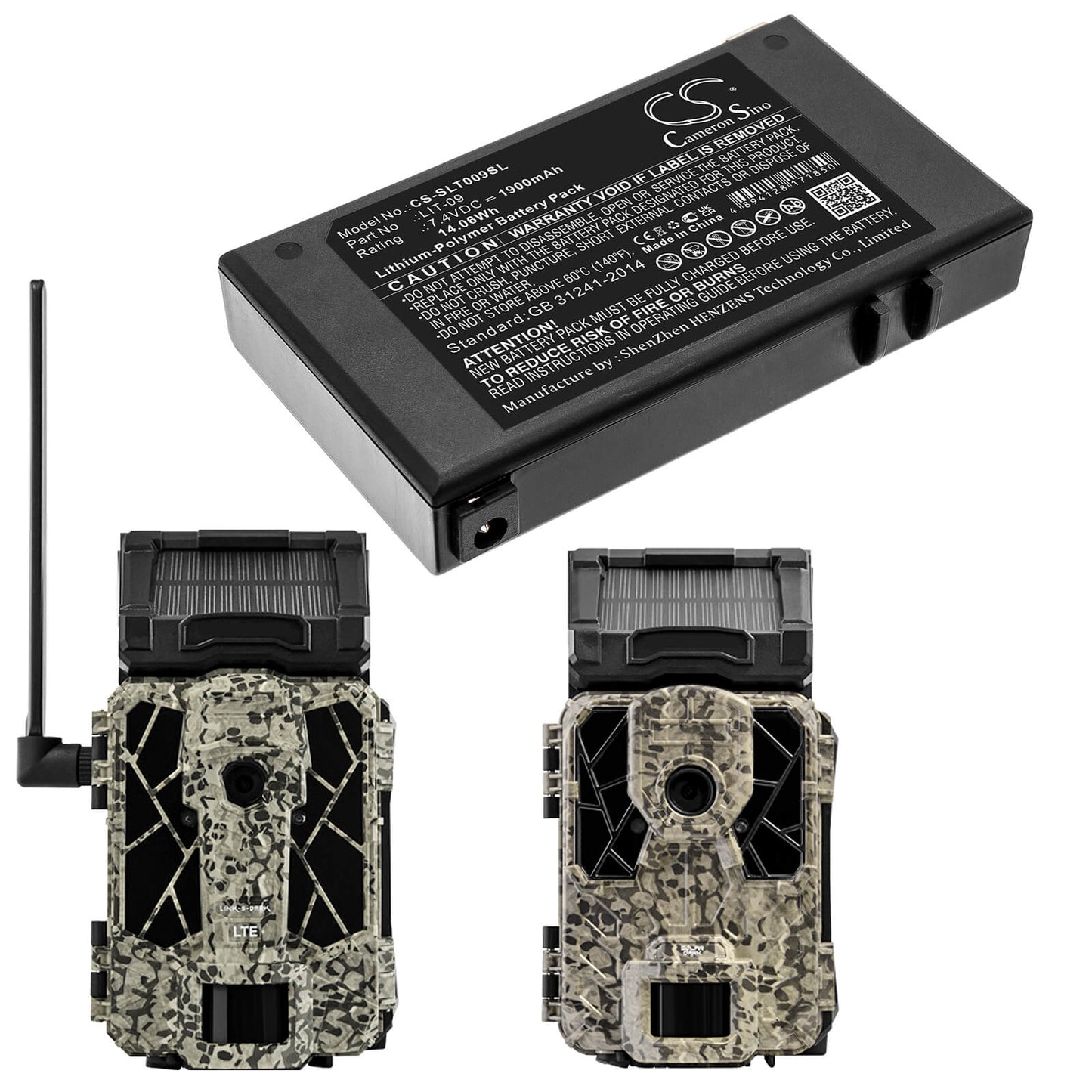 7.4V, 1900mAh, Li-Polymer Battery fits Spypoint, Bloc Pile, Link-s-dark, 14.06Wh