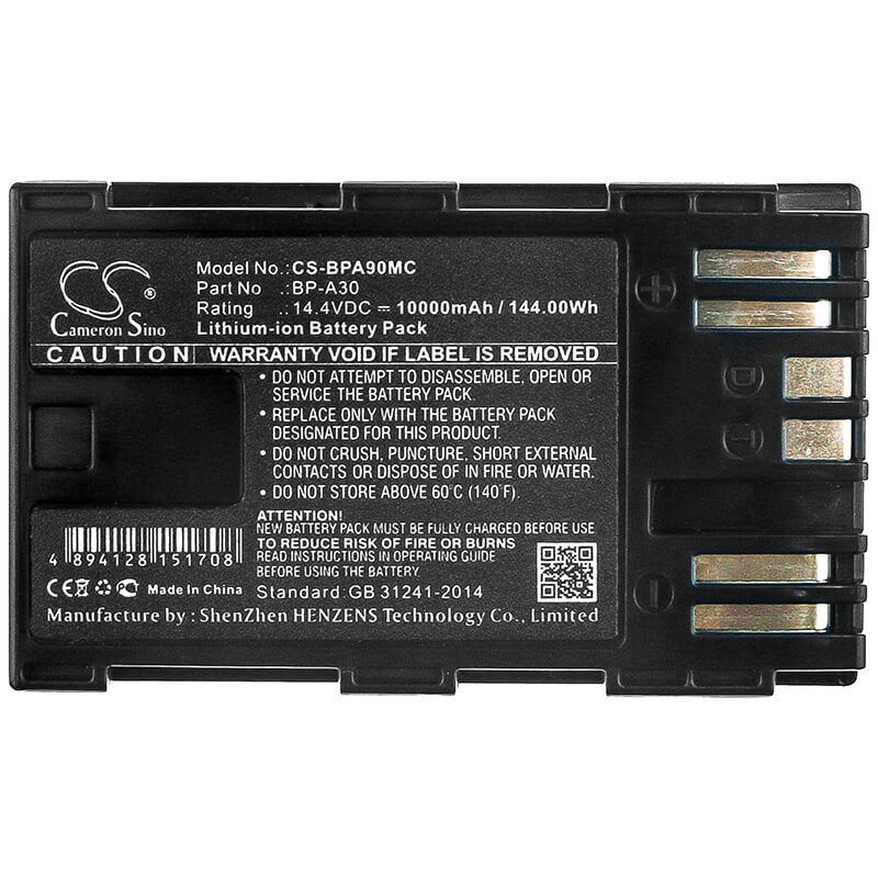 14.4V, 10000mAh, Li-ion Battery fits Canon, Ca-cp200l, Eos C200, 144Wh