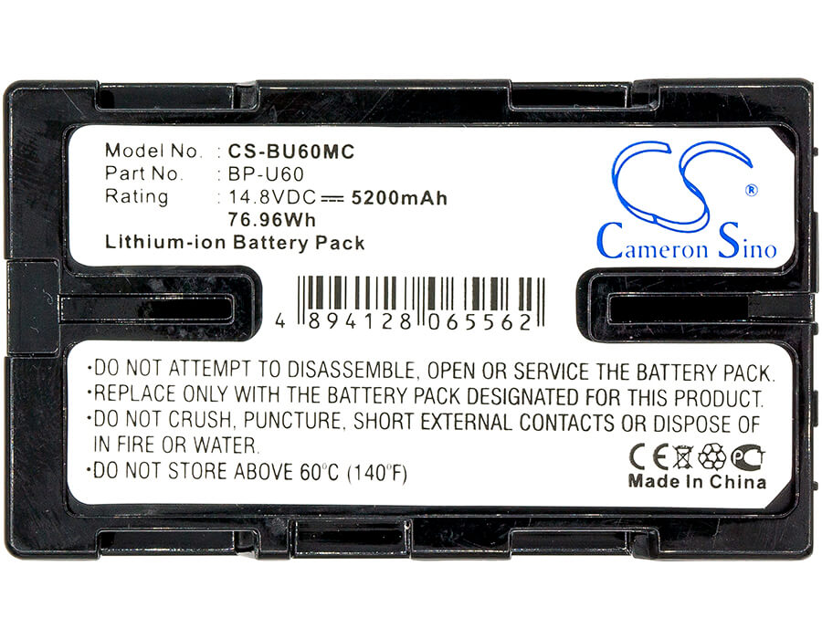 14.8V, 5200mAh, Li-ion Battery fits Sony, Hd422, Pmw-100, 76.96Wh