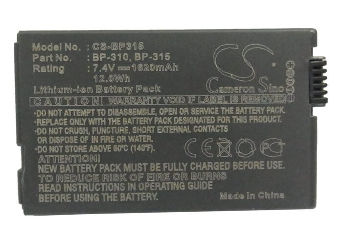 7.4V, 1620mAh, Li-ion Battery fits Canon, Dc51, Ixy Dvm5, 11.988Wh