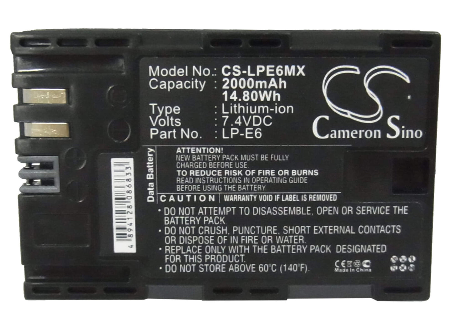 7.4V, 2000mAh, Li-ion Battery fits Canon, 5d Mark Iii, Eos 5d Mark Ii, 14.8Wh