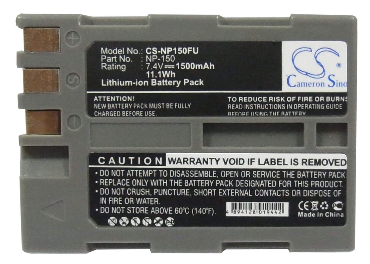 7.4V, 1500mAh, Li-ion Battery fits Fujifilm, Bc-150, Finepix S5 Pro, 11.1Wh