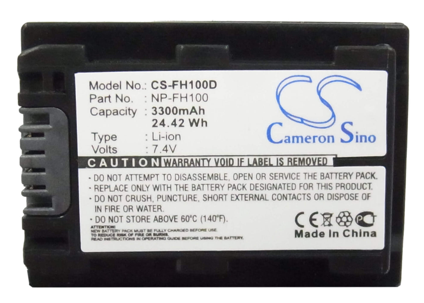 7.4V, 3300mAh, Li-ion Battery fits Sony, Cr-hc51e, Dcr-30, 24.42Wh