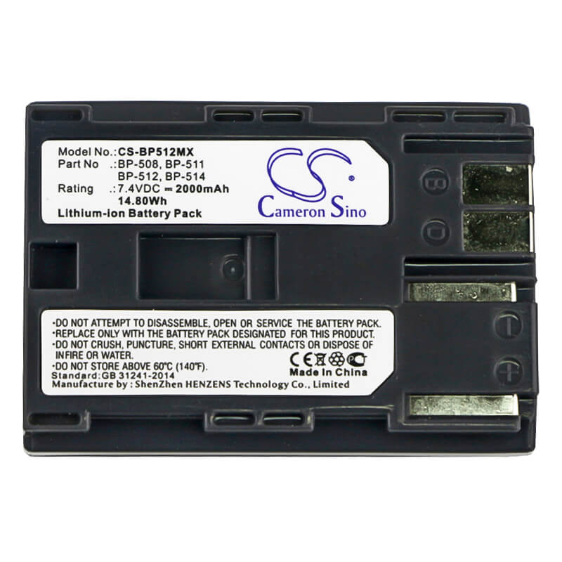 7.4V, 2000mAh, Li-ion Battery fits Canon, Dm-mv100x, Dm-mv100xi, 14.8Wh
