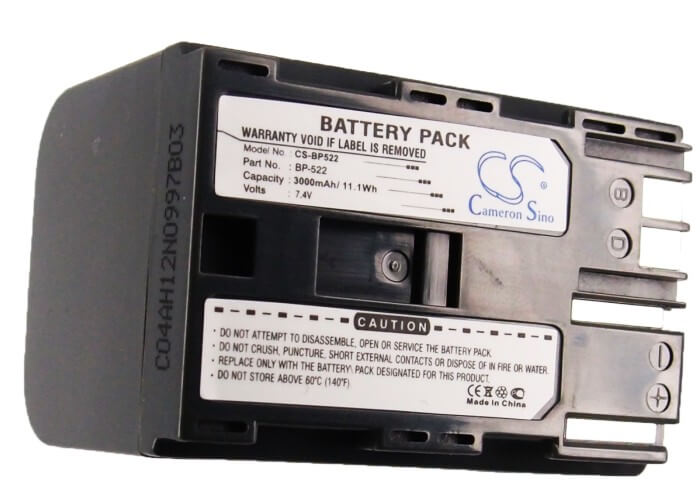 Camera 7.4V, 3000mAh, Li-ion Battery fits Canon, Dm-mv100x, Dm-mv100xi, 22.2Wh