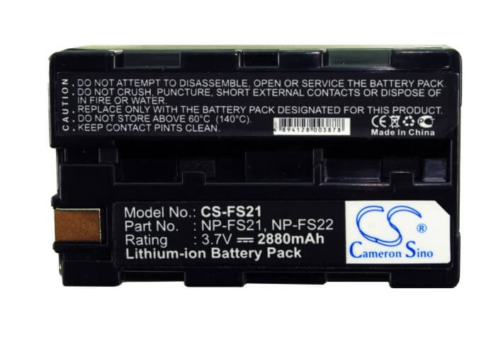 3.7V, 2880mAh, Li-ion Battery fits Sony, Dcr-pc1, Dcr-pc1e, 10.656Wh