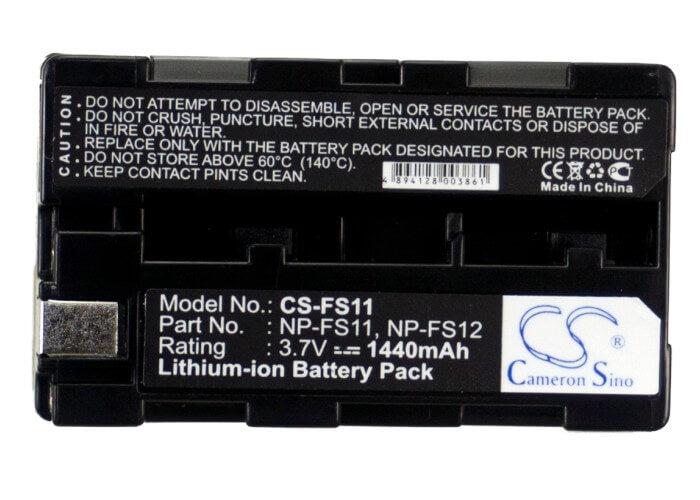 3.7V, 1440mAh, Li-ion Battery fits Sony, Ccd-cr1, Ccd-cr1e, 5.328Wh