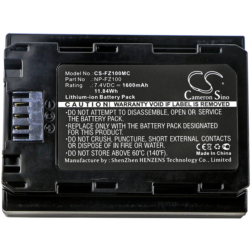 7.4V, 1600mAh, Li-ion Battery fits Sony, A7 Mark 3, A7r Mark 3, 11.84Wh