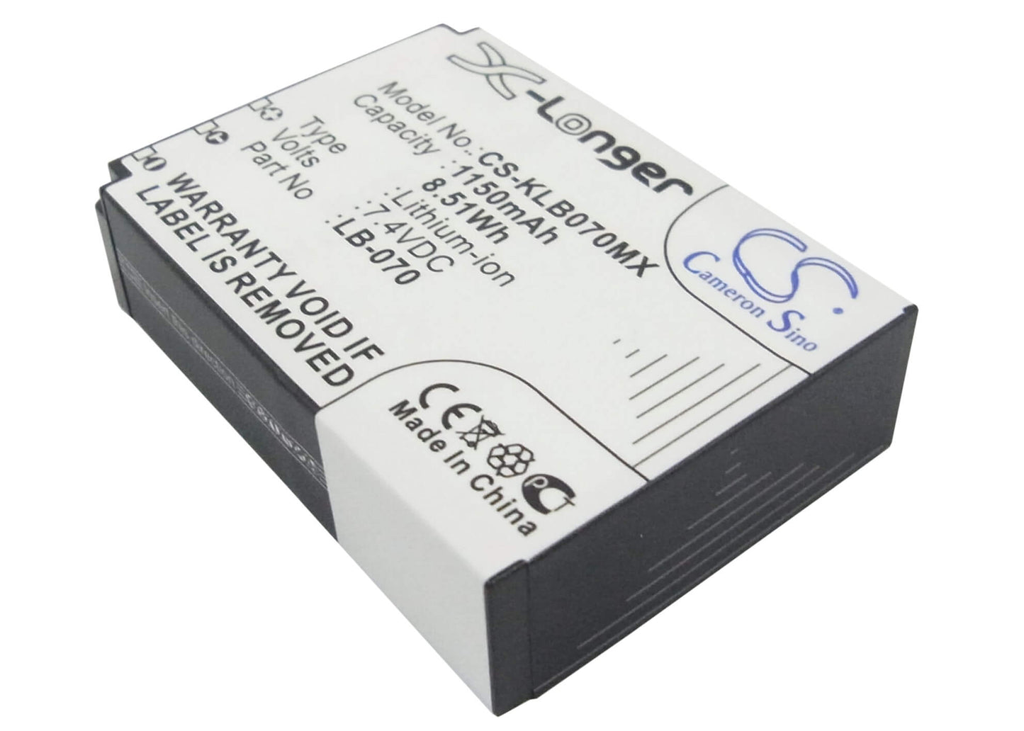 7.4V, 1150mAh, Li-ion Battery fits Kodak, Pixpro Az651, Pixpro Az651 Astro Zoom, 8.51Wh