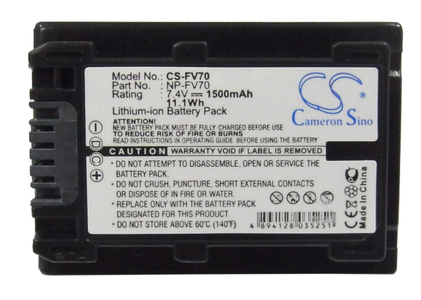 7.4V, 1500mAh, Li-ion Battery fits Sony, Dcr-dvd308e, Dcr-dvd650e, 11.1Wh