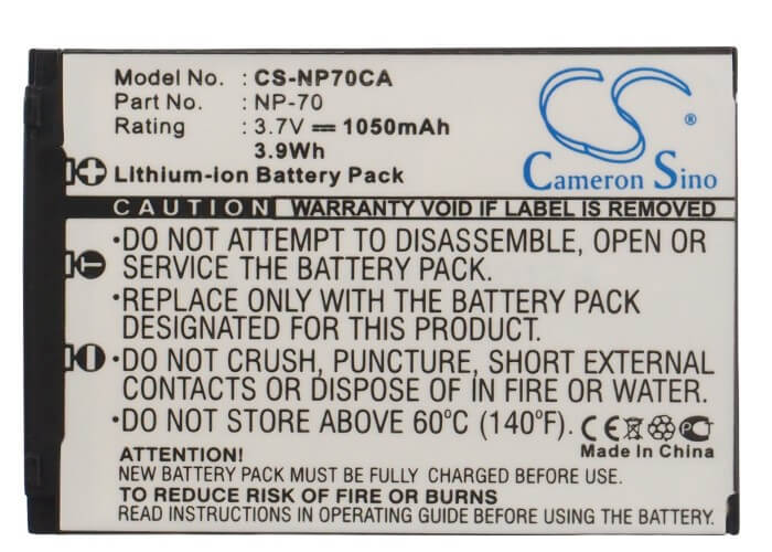 3.7V, 1050mAh, Li-ion Battery fits Casio, Exilim Zoom Ex-z150, Exilim Zoom Ex-z150bk, 3.885Wh