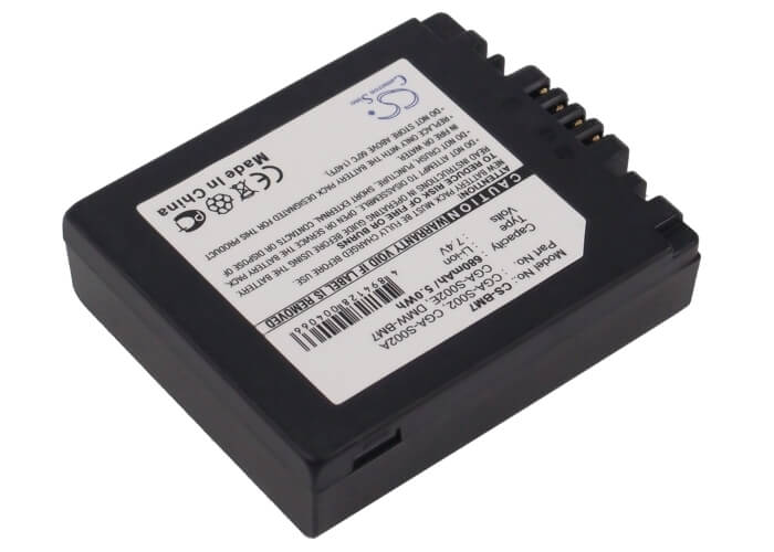 7.4V, 680mAh, Li-ion Battery fits Panasonic, Dmc-fz10, Dmc-fz10eb, 5.032Wh