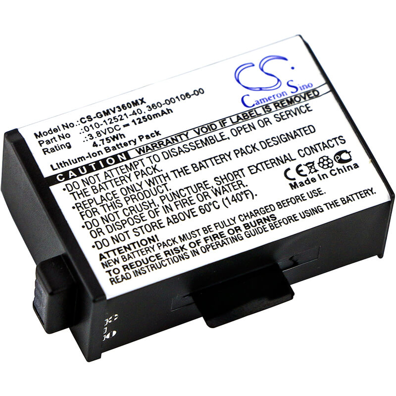 3.8V, 1250mAh, Li-ion Battery fits Garmin, Virb 360, 4.75Wh