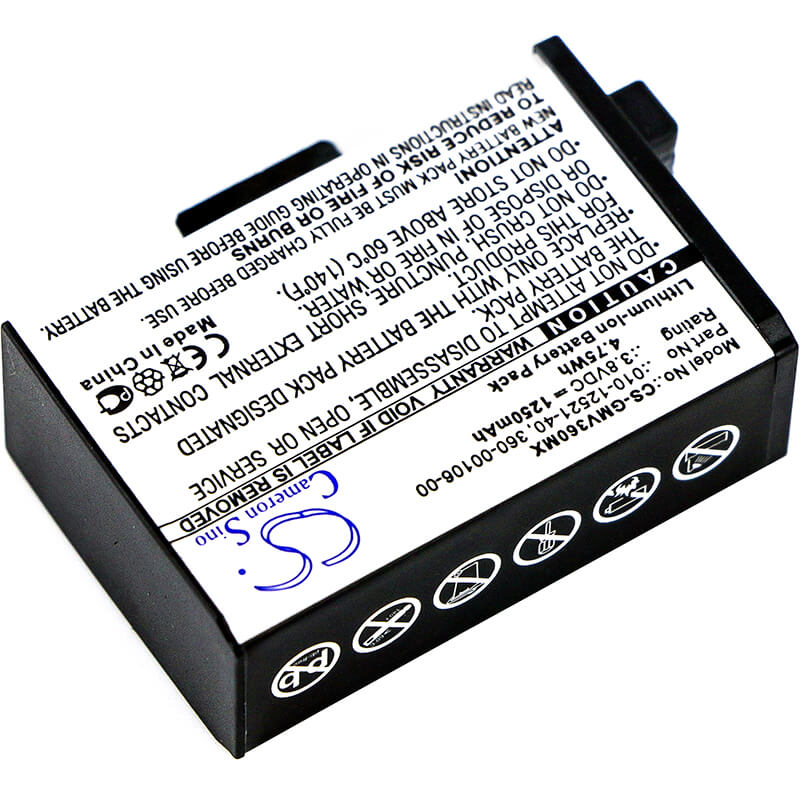 3.8V, 1250mAh, Li-ion Battery fits Garmin, Virb 360, 4.75Wh