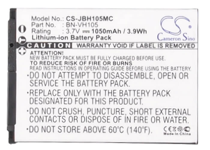 3.7V, 1050mAh, Li-ion Battery fits Jvc, Adixxion, Adixxion Action, 3.885Wh