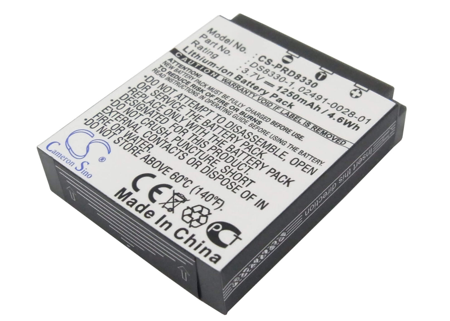 3.7V, 1250mAh, Li-ion Battery fits Rollei, Compactline 150, Prego 8330, 4.625Wh