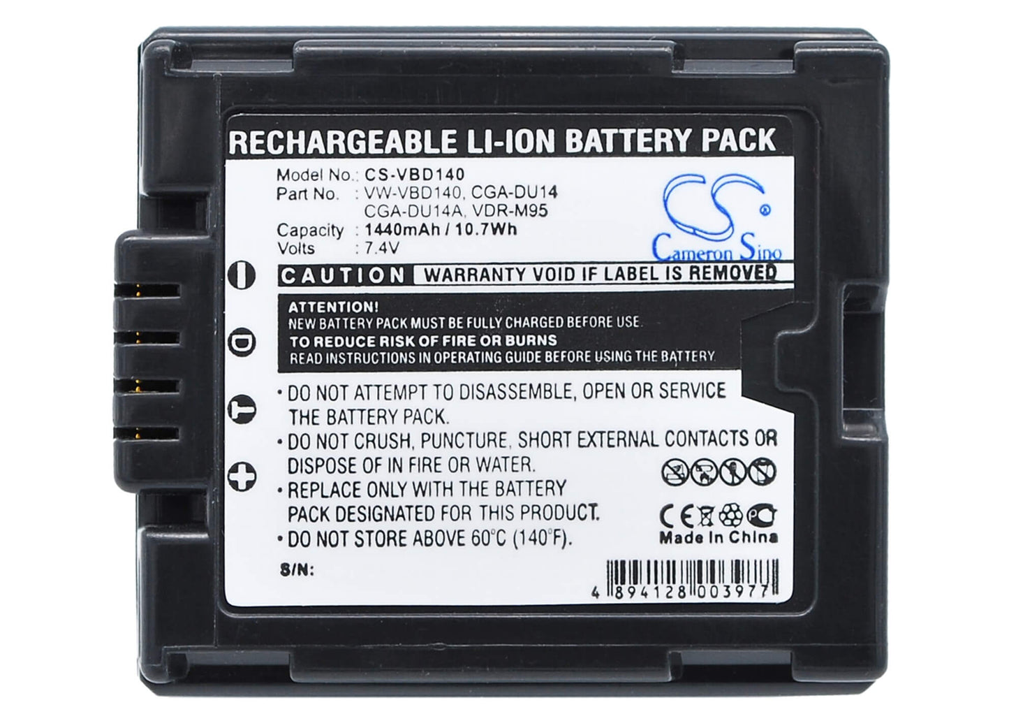 7.4V, 1440mAh, Li-ion Battery fits Hitachi, Dz-bd70, Dz-bd7h, 10.656Wh