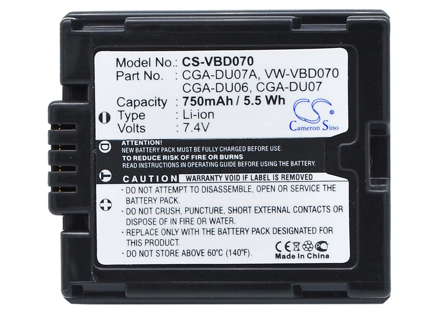 7.4V, 750mAh, Li-ion Battery fits Hitachi, Dz-bd70, Dz-bd70a, 5.55Wh