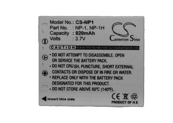 3.7V, 820mAh, Li-ion Battery fits Minolta, Dimage X1, 3.034Wh