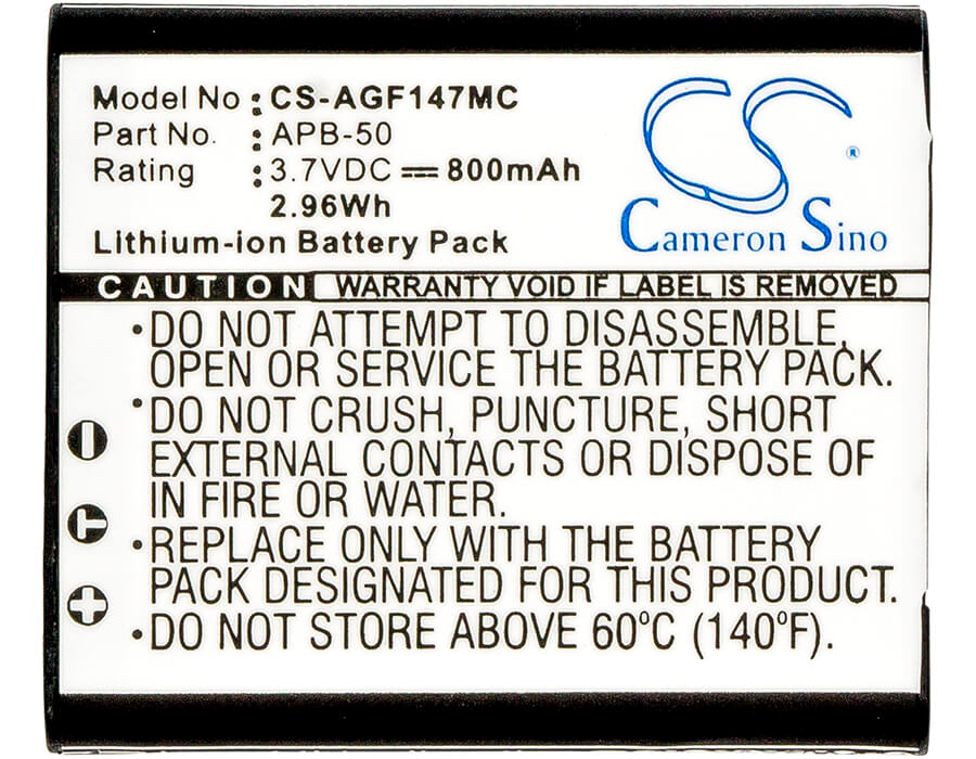 3.7V, 800mAh, Li-ion Battery fits Agfa, Optima 147, 2.96Wh