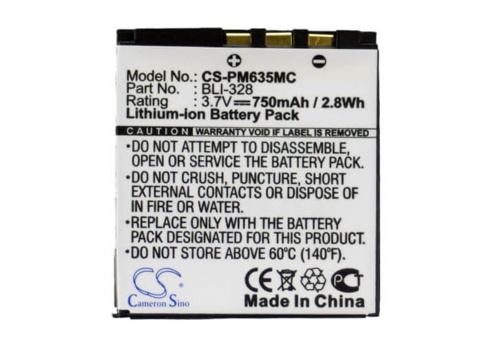 3.7V, 750mAh, Li-ion Battery fits Ge, A830, 2.775Wh