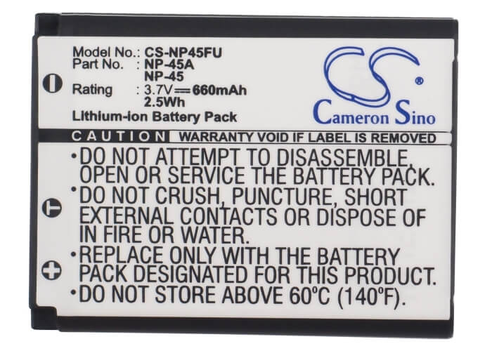 Camera 3.7V, 660mAh, Li-ion Battery fits Medion, Life P86121, Life P86123, 2.442Wh