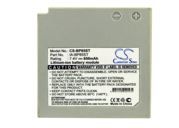 7.4V, 850mAh, Li-ion Battery fits Samsung, Hmx-h106, Sc-hmx10, 6.29Wh