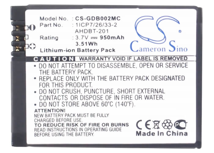 3.7V, 950mAh, Li-ion Battery fits Rollei, Ac420, Action Cam 420, 3.515Wh