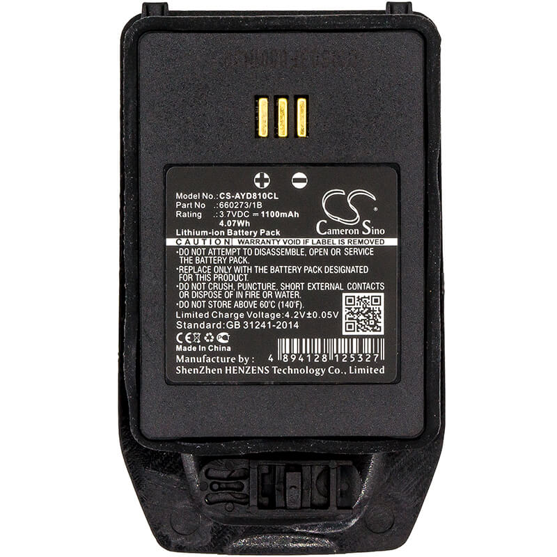 3.7V, 1100mAh, Li-ion Battery fits Aastra, Dt413, Dt423, 4.07Wh