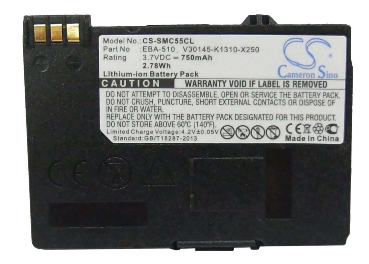 3.7V, 750mAh, Li-ion Battery fits Swisscom, Top S600, 2.775Wh
