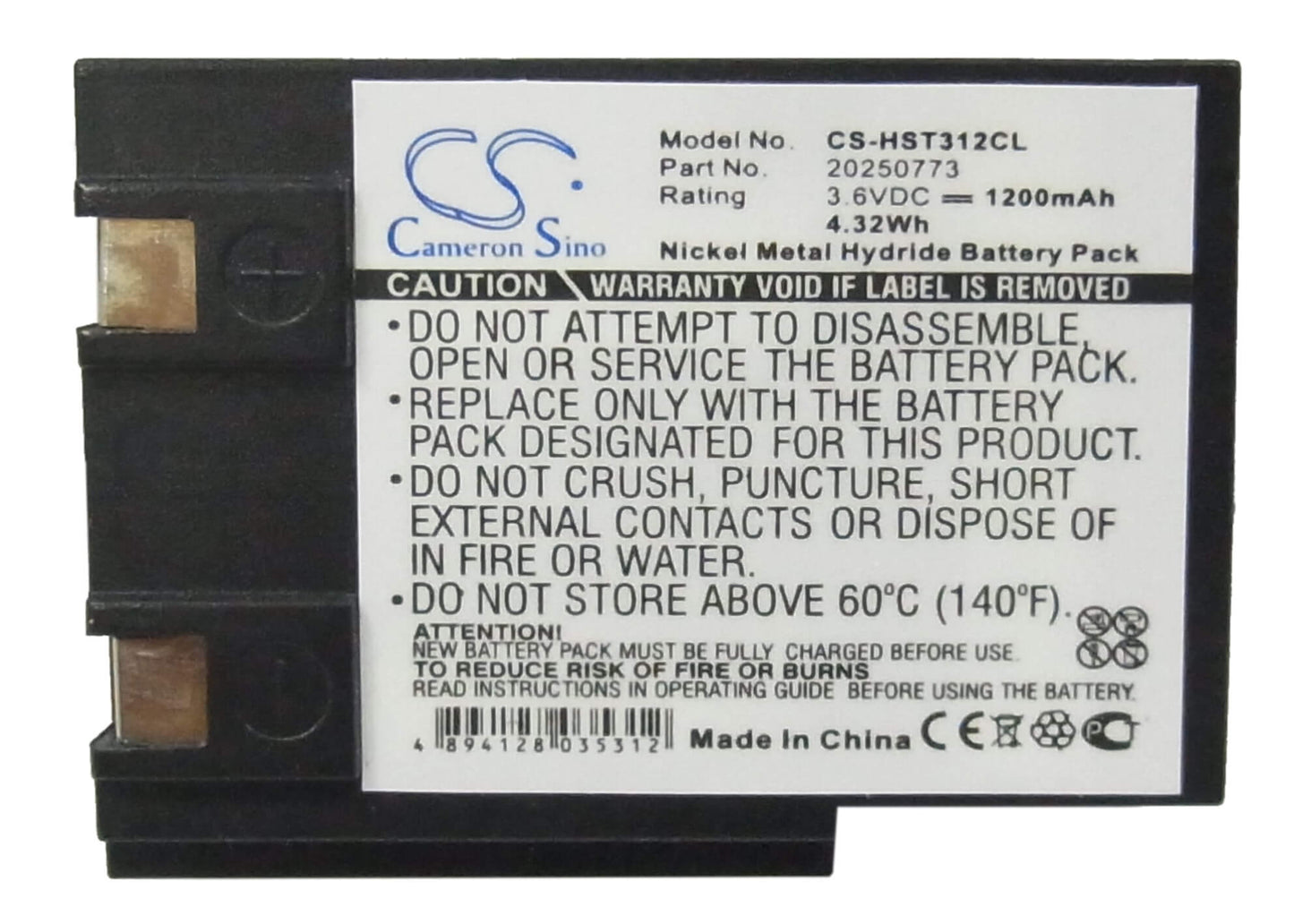 3.6V, 1200mAh, Ni-MH Battery fits Bose, Ct200, 4.32Wh