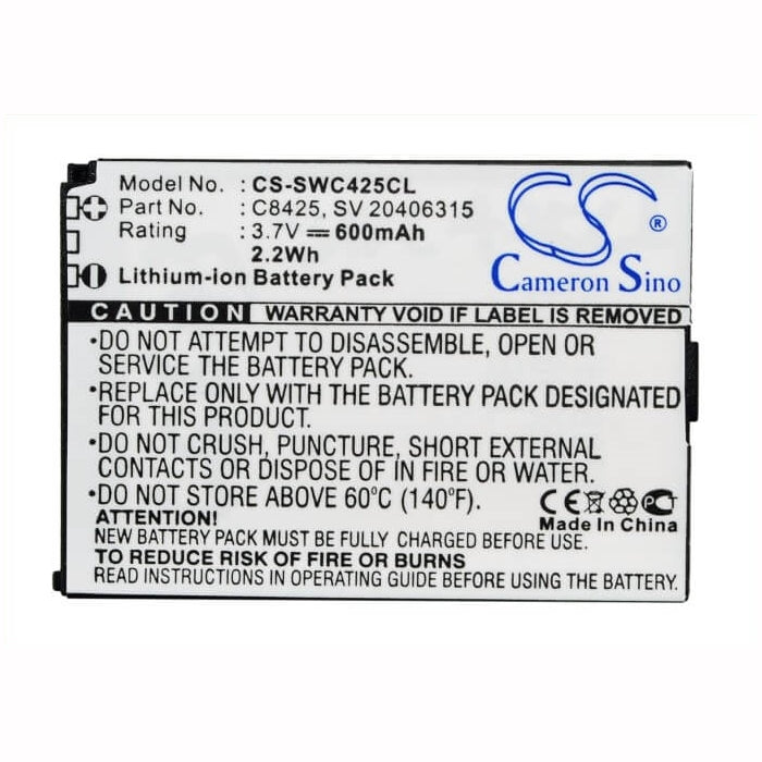 3.7V, 600mAh, Li-ion Battery fits Swissvoice, Esense, Esense Coloe E, 2.22Wh