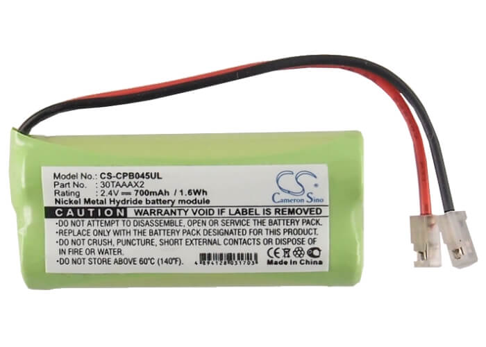 2.4V, 700mAh, Ni-MH Battery fits Universal, Aaa X 2, 1.68Wh