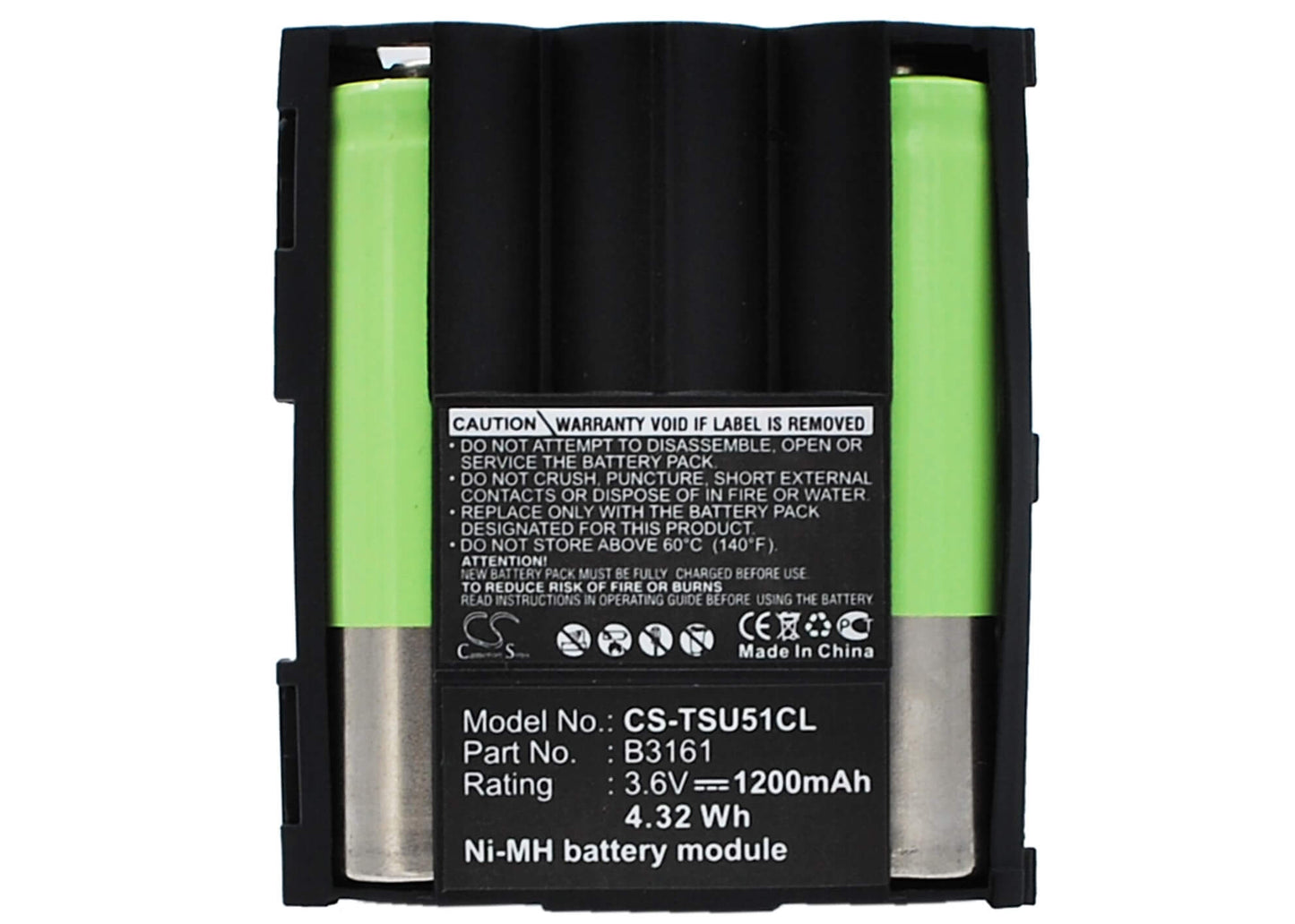 3.6V, 1200mAh, Ni-MH Battery fits Ascom, Samba, 4.32Wh