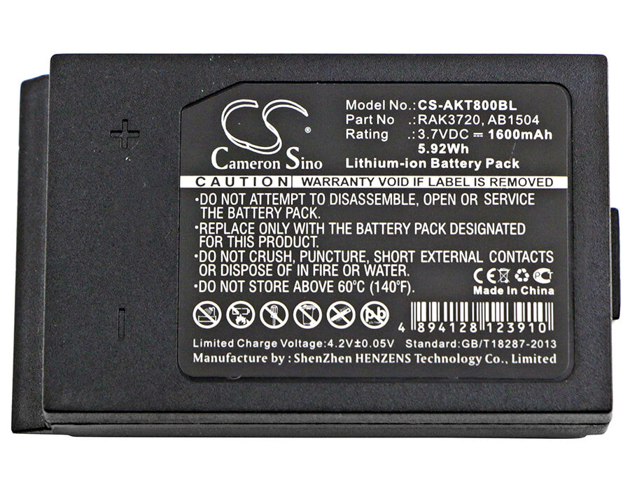 3.7V, 1600mAh, Li-ion Battery fits Akerstroms, Aq80 Transmitters, Era 100j Transmitters, 5.92Wh