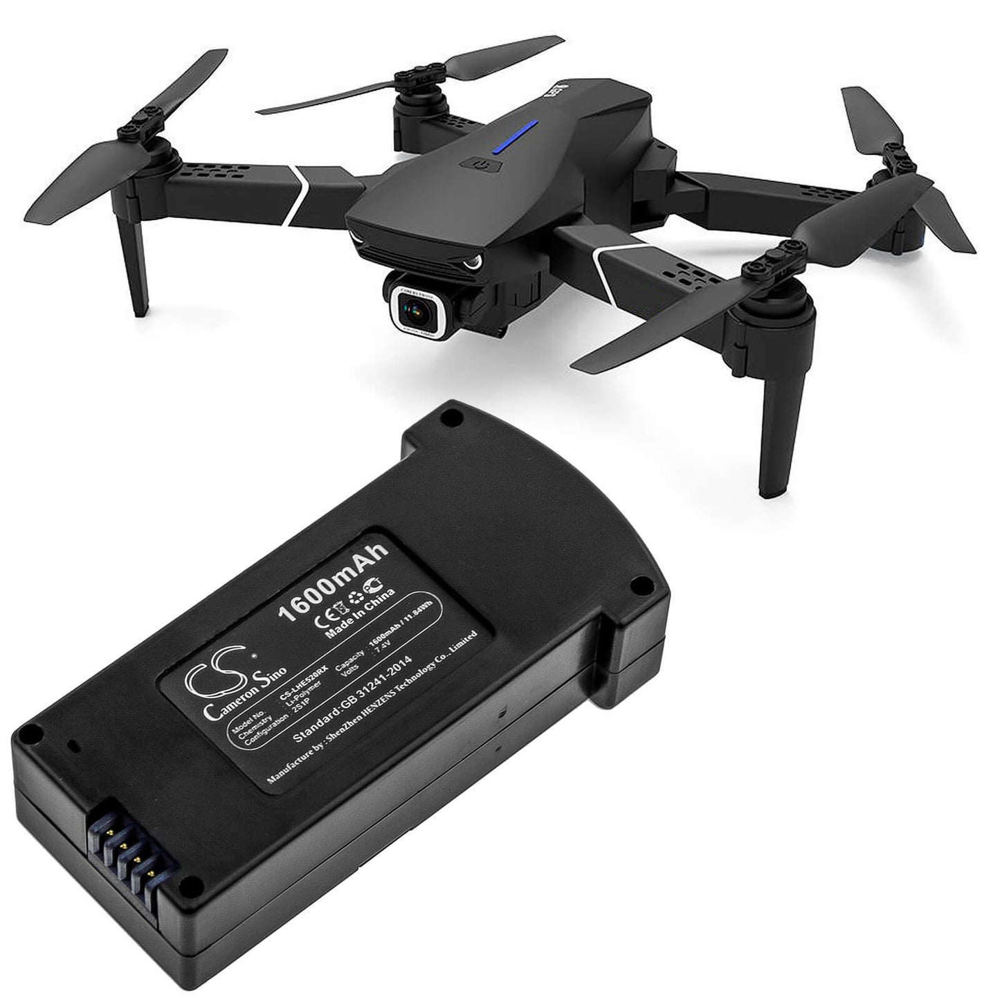 7.4V, 1600mAh, Li-Polymer Battery fits Eachine, E520, E520s, 11.84Wh