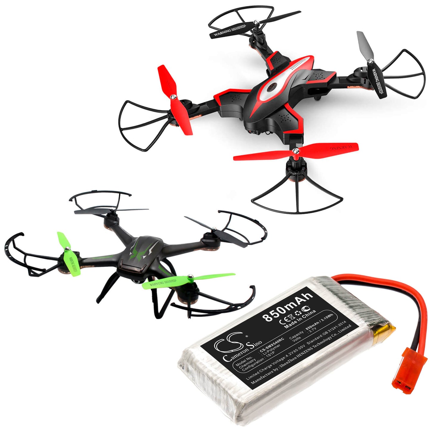 3.7V, 850mAh, Li-Polymer Battery fits Syma, X54hc, X54hw, 3.145Wh