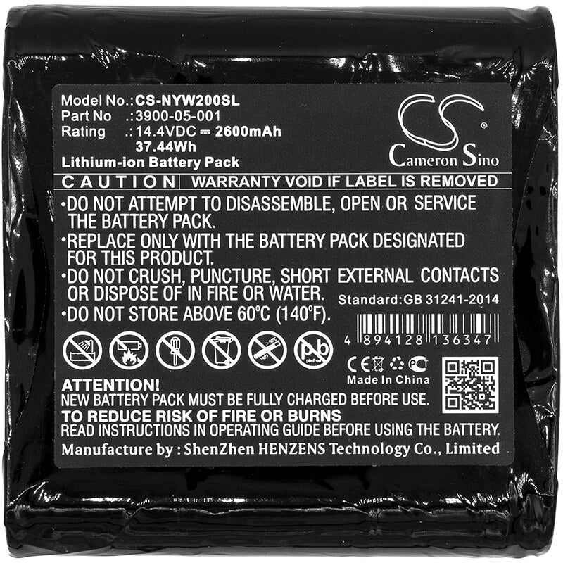14.4V, 2600mAh, Li-ion Battery fits Noyes, W2003m, 37.44Wh