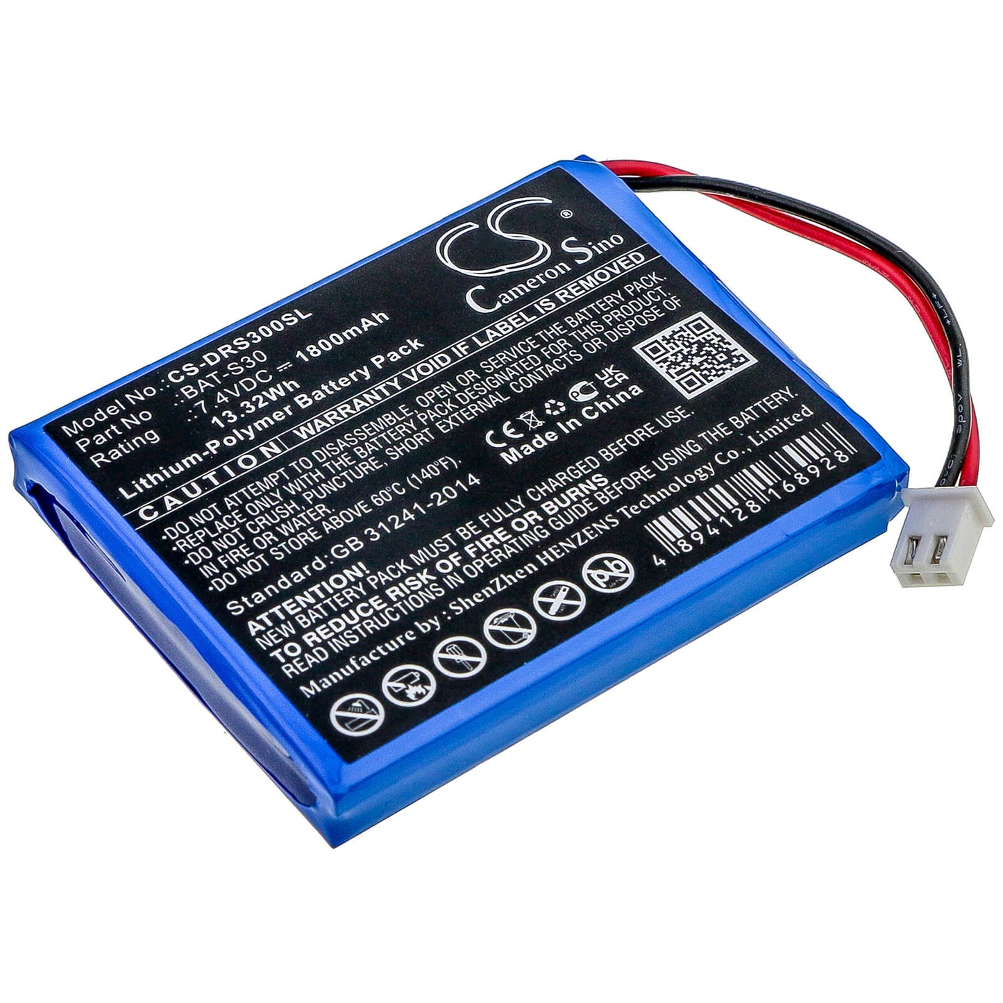 7.4V, 1800mAh, Li-Polymer Battery fits Deviser, S30, 13.32Wh