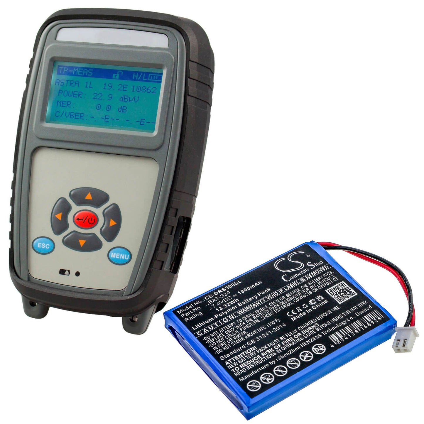 7.4V, 1800mAh, Li-Polymer Battery fits Deviser, S30, 13.32Wh